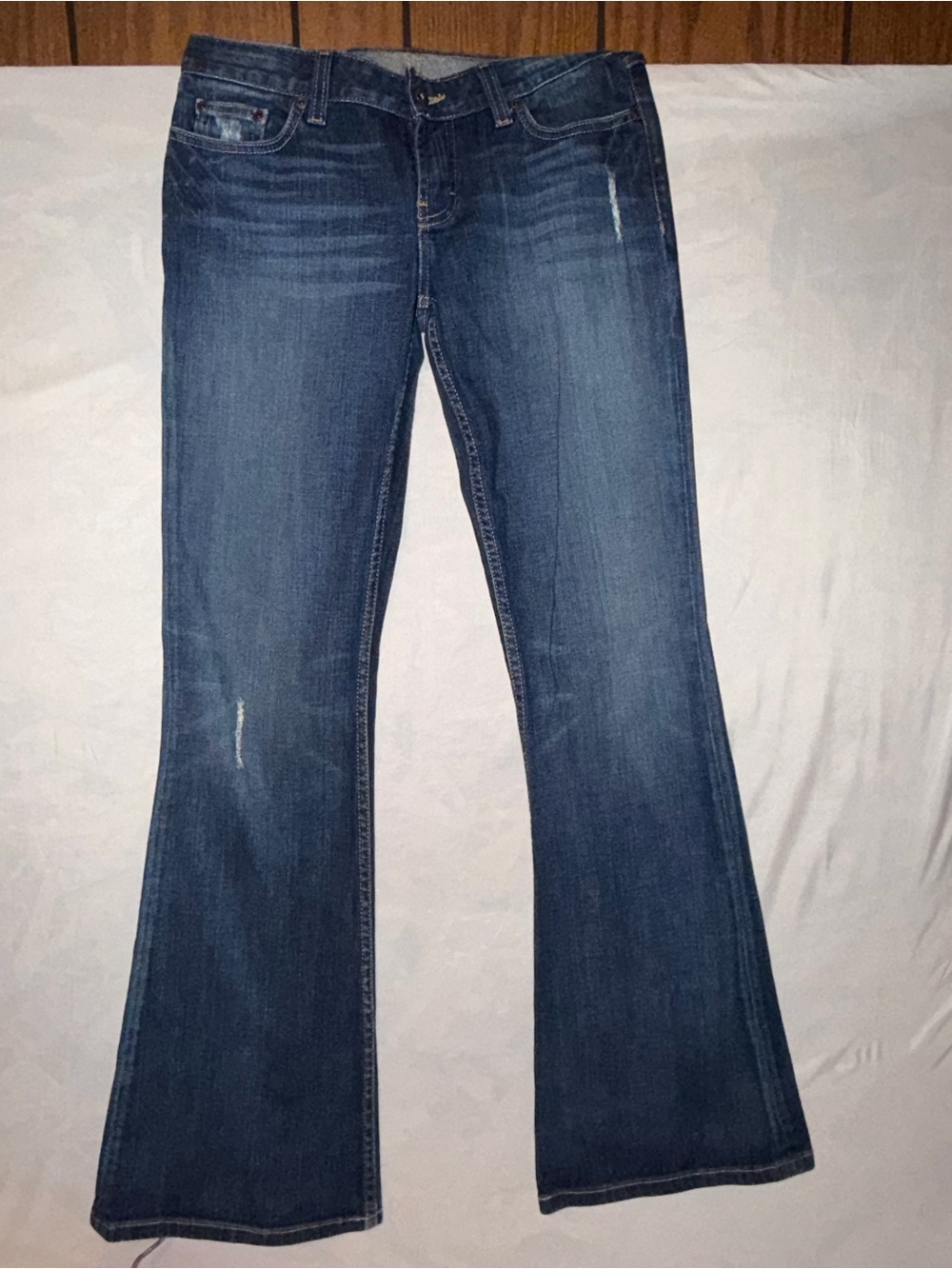 Vintage BKE Dark Blue Flare Jeans with Subtle Distressing